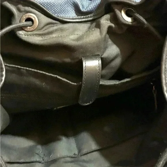 Coach unisex navy blue black leather nylon backpack - Picture 8 of 16